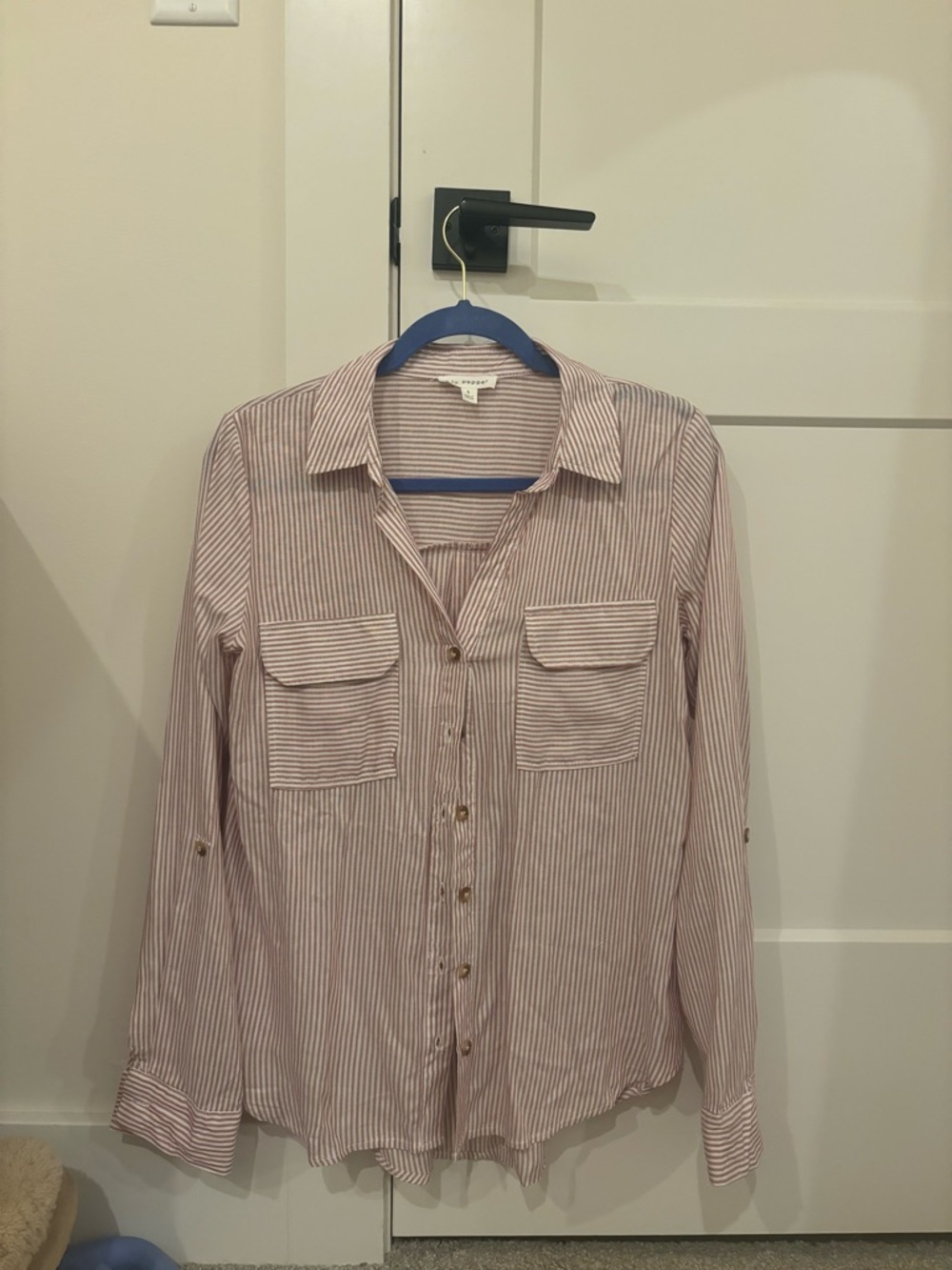 Blu Pepper Red and White Striped Button-Down Shirt